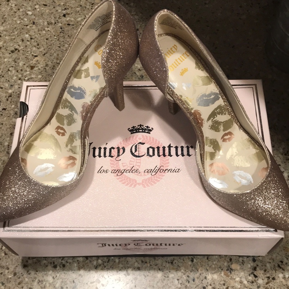 Juicy Couture size 8 sparkly gold heels. Brand new